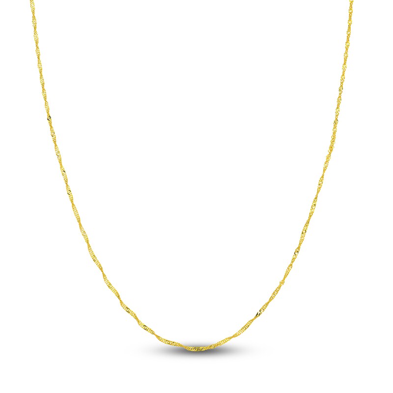 Main Image 1 of Solid Singapore Chain Necklace 14K Yellow Gold 24" 1.4mm