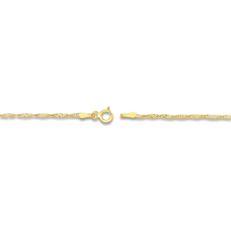 Main Image 3 of Solid Singapore Chain Necklace 14K Yellow Gold 24" 1.4mm