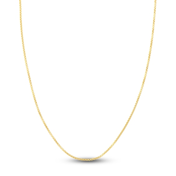 Round Box Chain Necklace Hollow 14K Yellow Gold 24" 1.8mm
