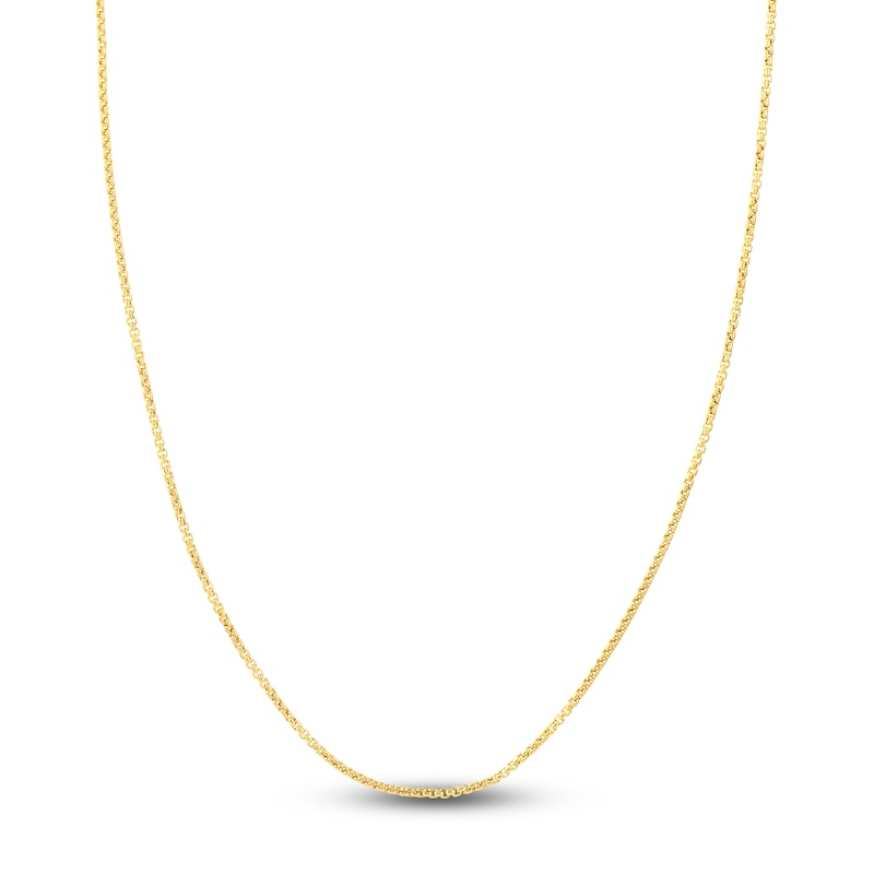 Hollow Round Box Chain Necklace 14K Yellow Gold 24" 1.8mm