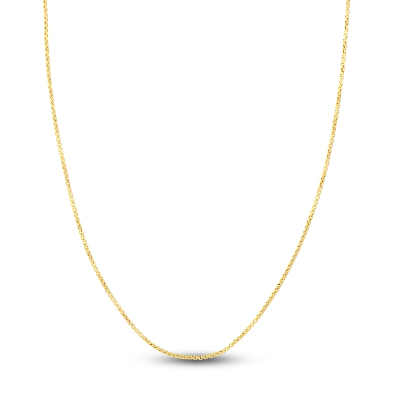 Hollow Round Box Chain Necklace 14K Yellow Gold 24" 1.8mm