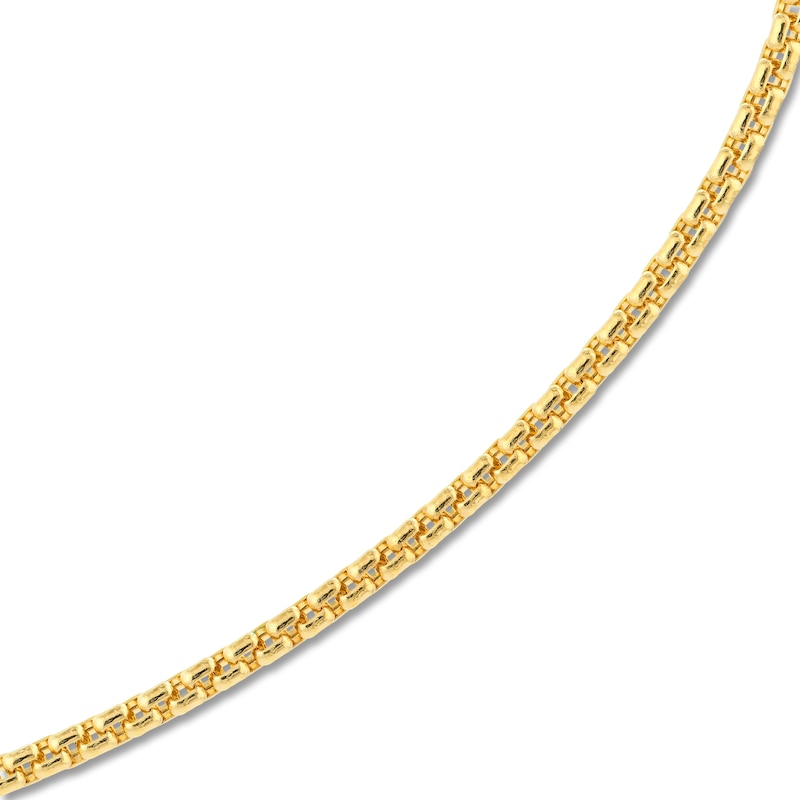 Hollow Round Box Chain Necklace 14K Yellow Gold 24" 1.8mm