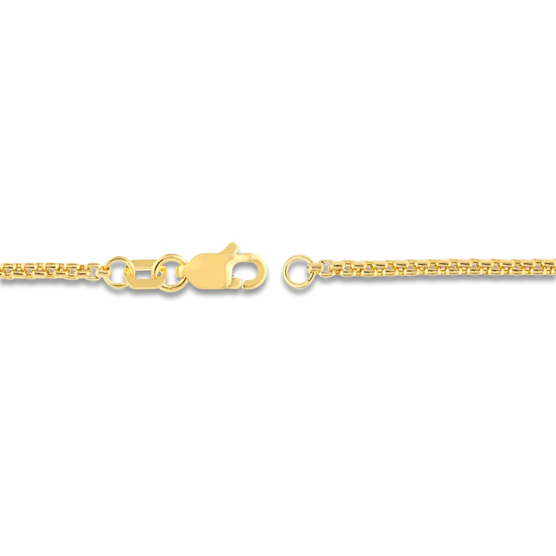 Hollow Round Box Chain Necklace 14K Yellow Gold 24" 1.8mm
