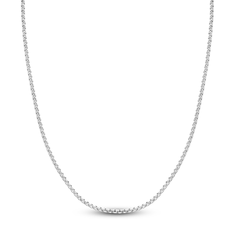 Hollow Round Box Chain Necklace 14K Gold 16" 2.6mm