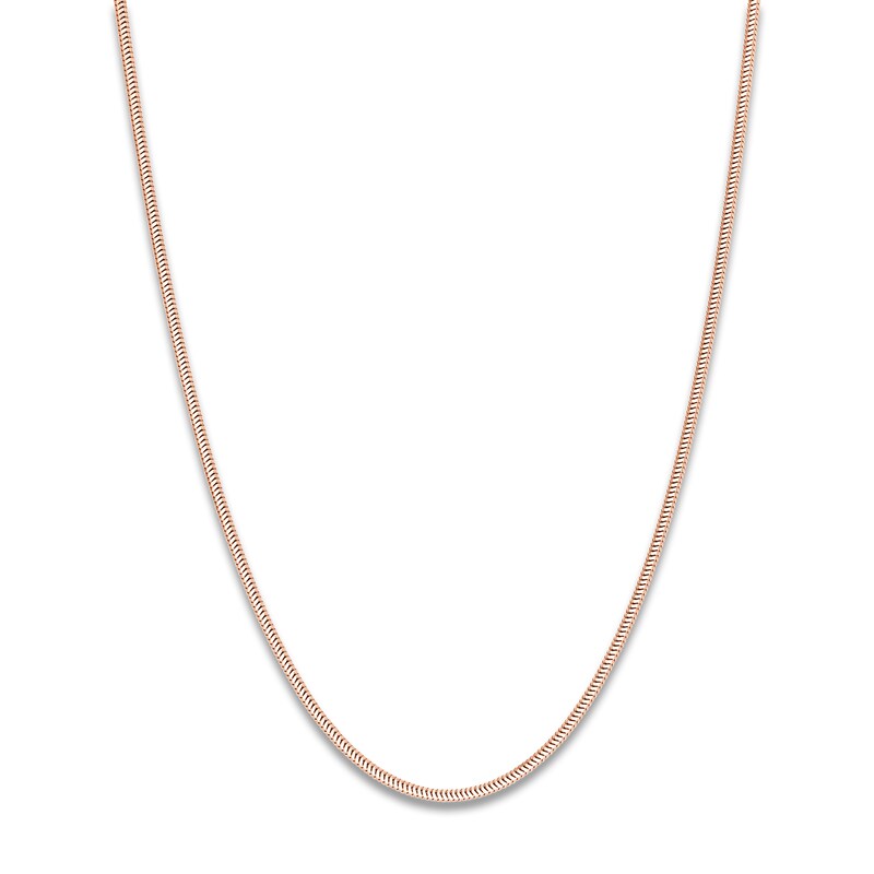 Main Image 1 of Hollow Snake Chain Necklace 14K Rose Gold 16" 1.4mm
