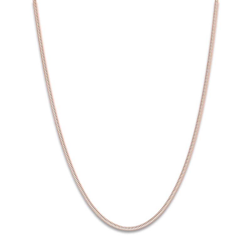 Main Image 1 of Hollow Snake Chain Necklace 14K Rose Gold 24" 1.4mm