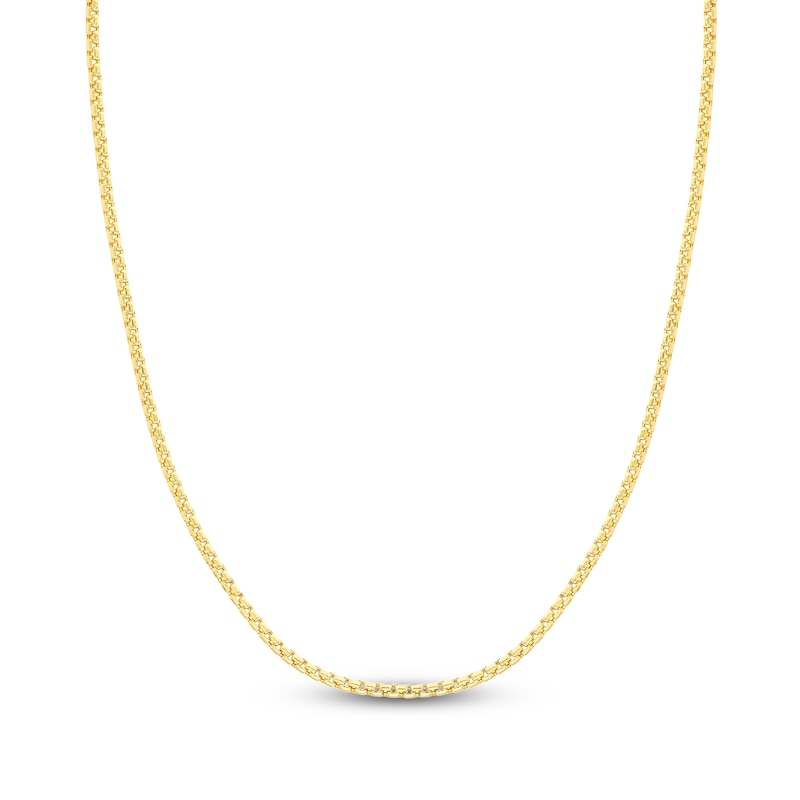 Hollow Round Box Chain Necklace 14K Yellow Gold 16" 2.6mm