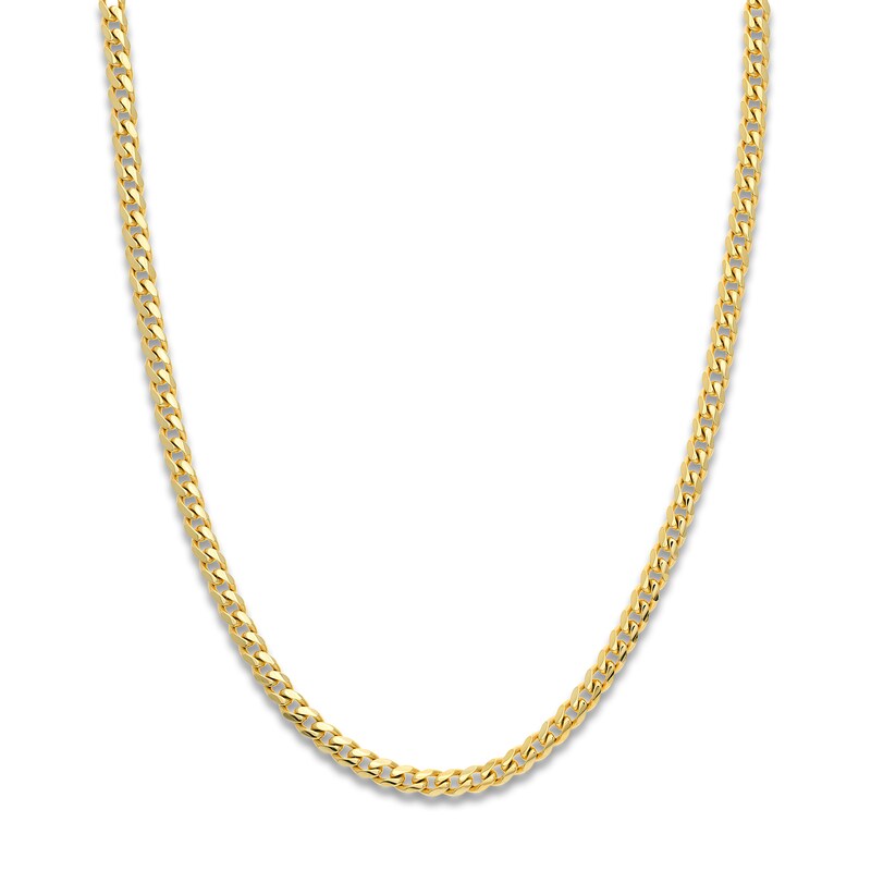 Main Image 1 of Solid Curb Link Necklace 14K Yellow Gold 26" 5mm