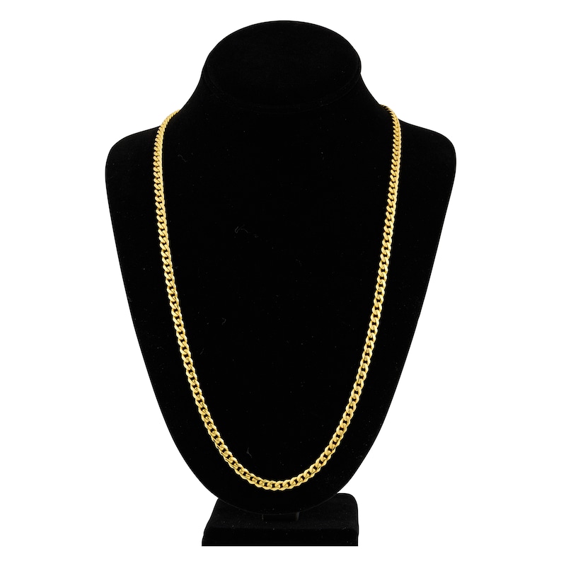 Main Image 4 of Solid Curb Link Necklace 14K Yellow Gold 26" 5mm