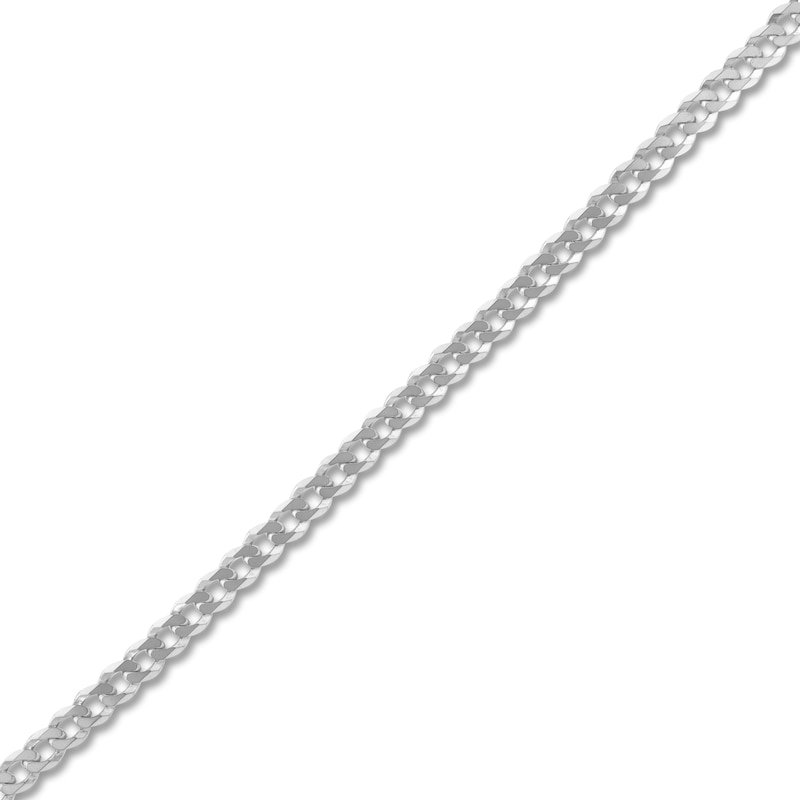 Light Solid Curb Link Necklace 14K White Gold 22" 6.7mm