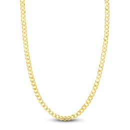 Light Solid Curb Link Necklace 14K Yellow Gold 22" 6.7mm