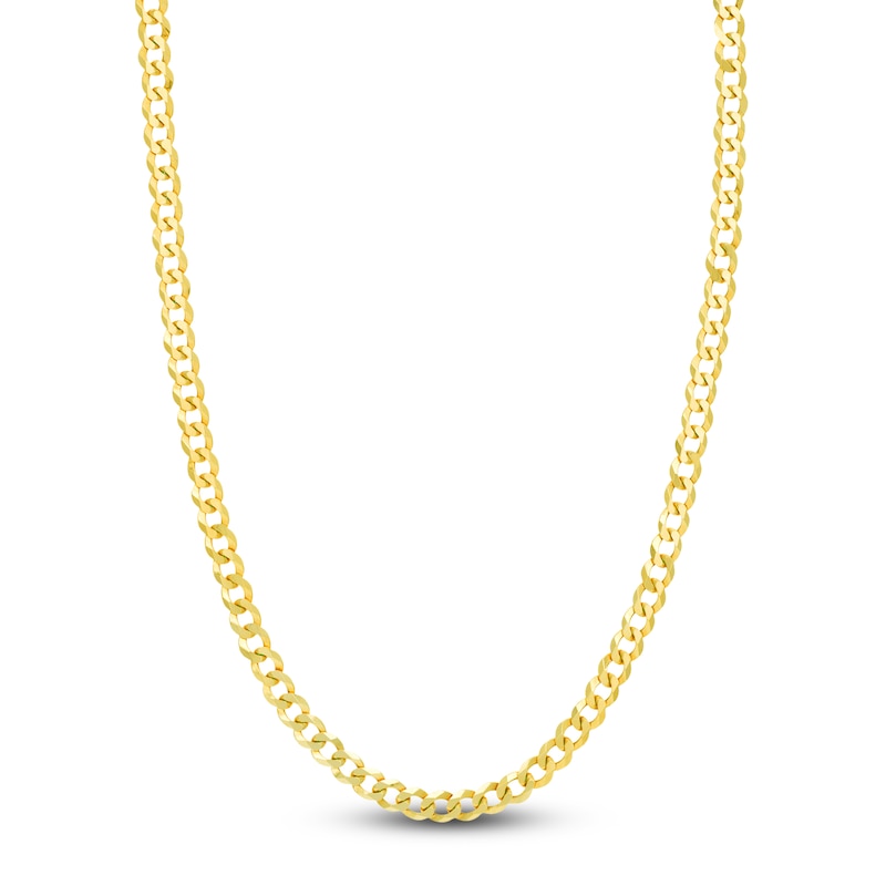 Main Image 1 of Light Solid Curb Link Necklace 14K Yellow Gold 22" 6.7mm