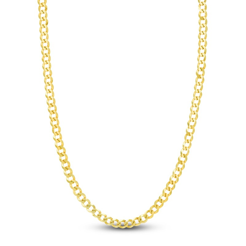 Light Solid Curb Link Necklace 14K Yellow Gold 22" 6.7mm