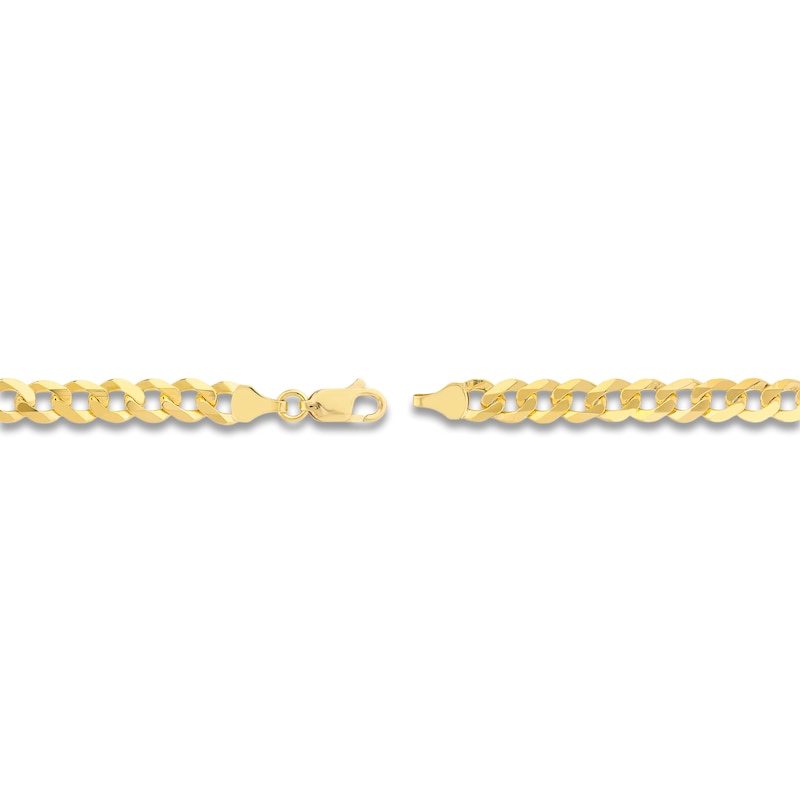 Light Solid Curb Link Necklace 14K Yellow Gold 22" 6.7mm