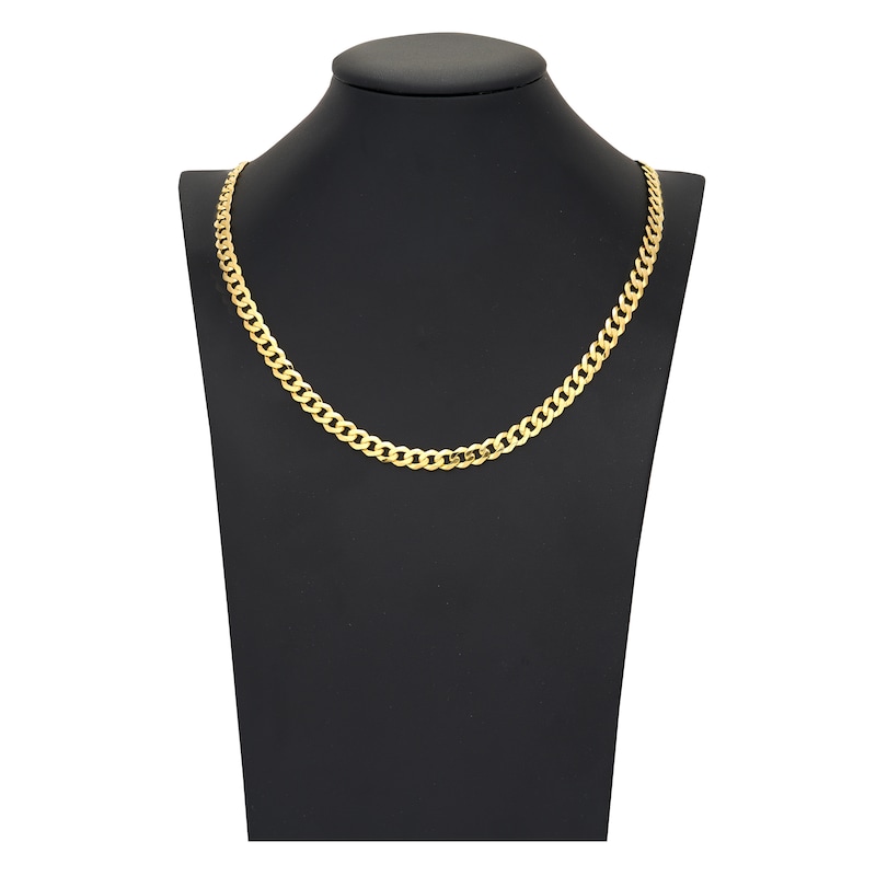 Light Solid Curb Link Necklace 14K Yellow Gold 22" 6.7mm