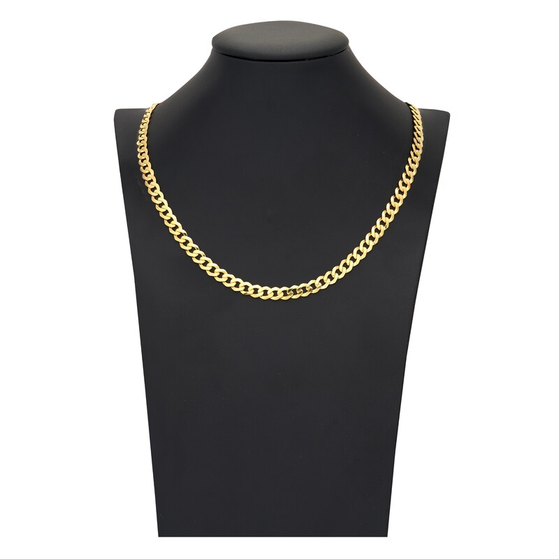 Main Image 4 of Light Solid Curb Link Necklace 14K Yellow Gold 22" 6.7mm