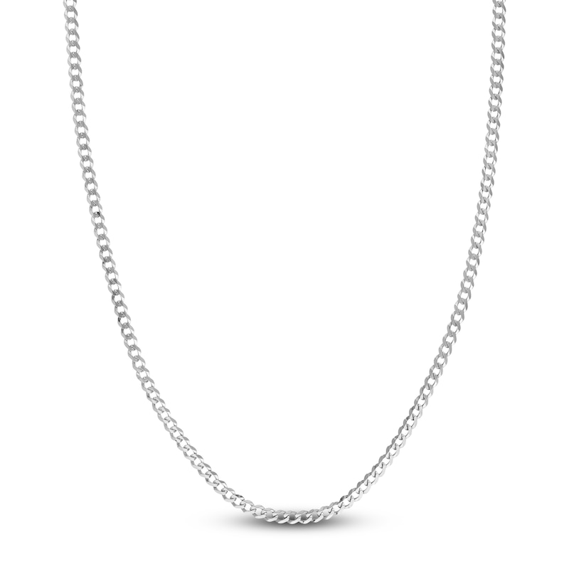 Main Image 1 of Light Solid Curb Link Necklace 14K White Gold 20" 3.7mm
