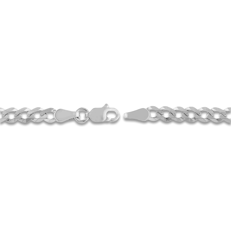Main Image 3 of Light Solid Curb Link Necklace 14K White Gold 20" 3.7mm