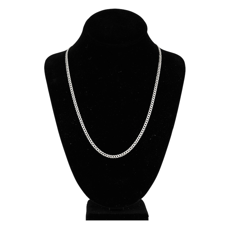 Main Image 4 of Light Solid Curb Link Necklace 14K White Gold 22" 3.7mm