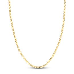 Light Solid Curb Link Necklace 14K Yellow Gold 18" 3.7mm