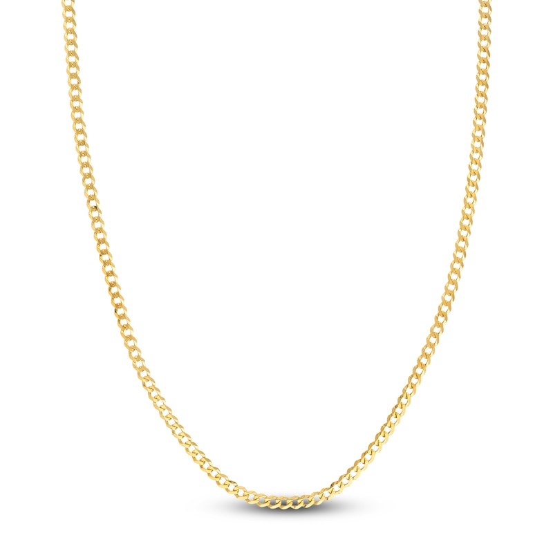Main Image 1 of Light Solid Curb Link Necklace 14K Yellow Gold 18" 3.7mm