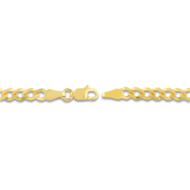 Main Image 3 of Light Solid Curb Link Necklace 14K Yellow Gold 18" 3.7mm