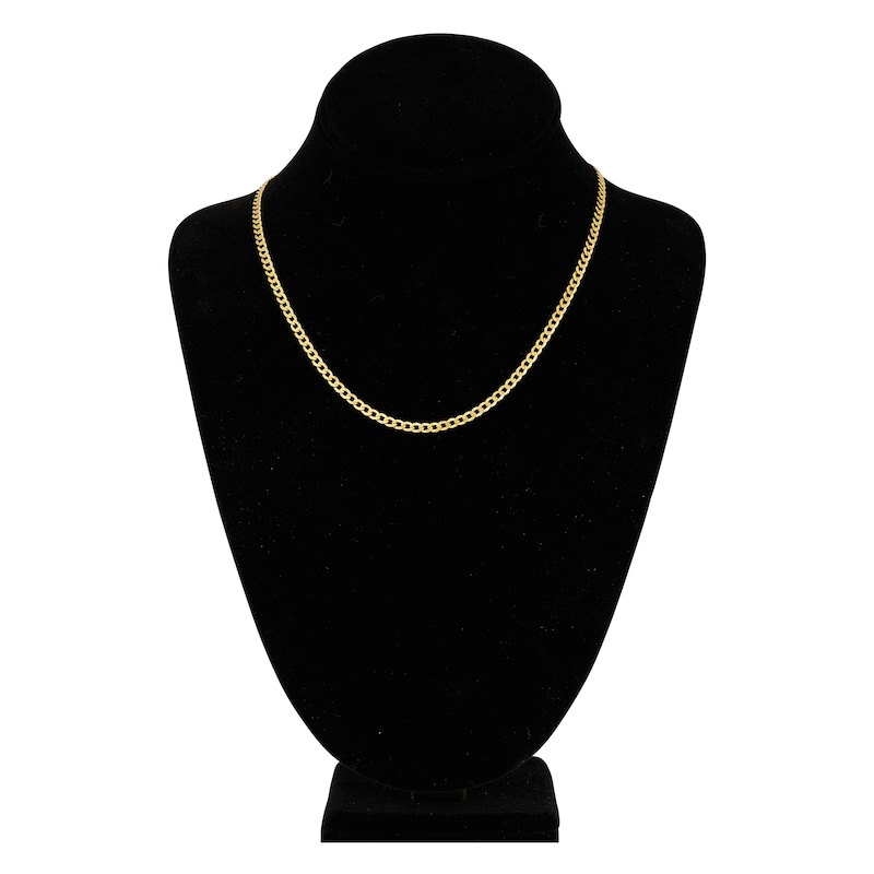 Main Image 4 of Light Solid Curb Link Necklace 14K Yellow Gold 18" 3.7mm