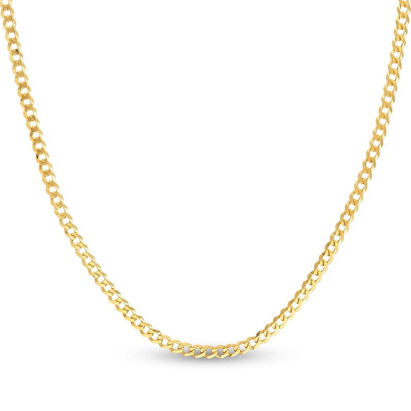 Main Image 1 of Light Solid Curb Link Necklace 14K Yellow Gold 20" 3.7mm