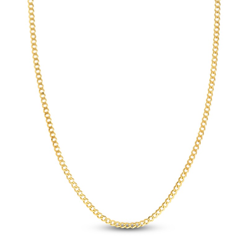 Main Image 1 of Light Solid Curb Link Necklace 14K Yellow Gold 24" 3.7mm