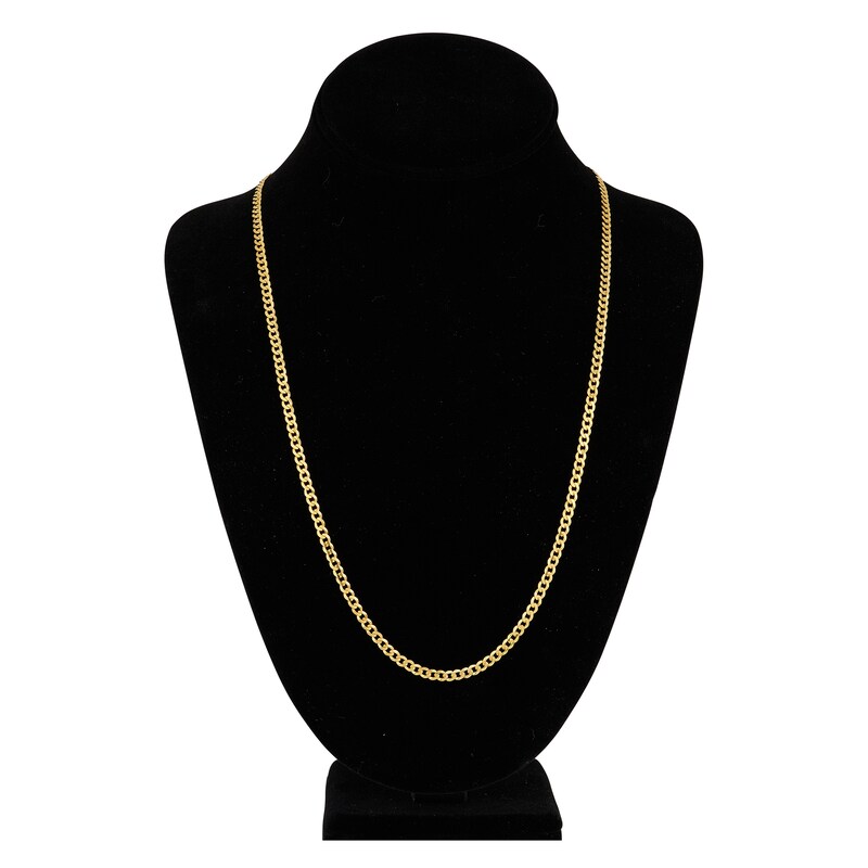 Main Image 4 of Light Solid Curb Link Necklace 14K Yellow Gold 24" 3.7mm