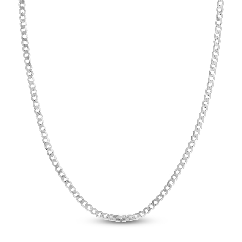 Main Image 1 of Light Solid Curb Link Necklace 14K White Gold 18" 4.4mm