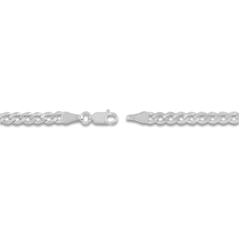 Main Image 3 of Light Solid Curb Link Necklace 14K White Gold 18" 4.4mm