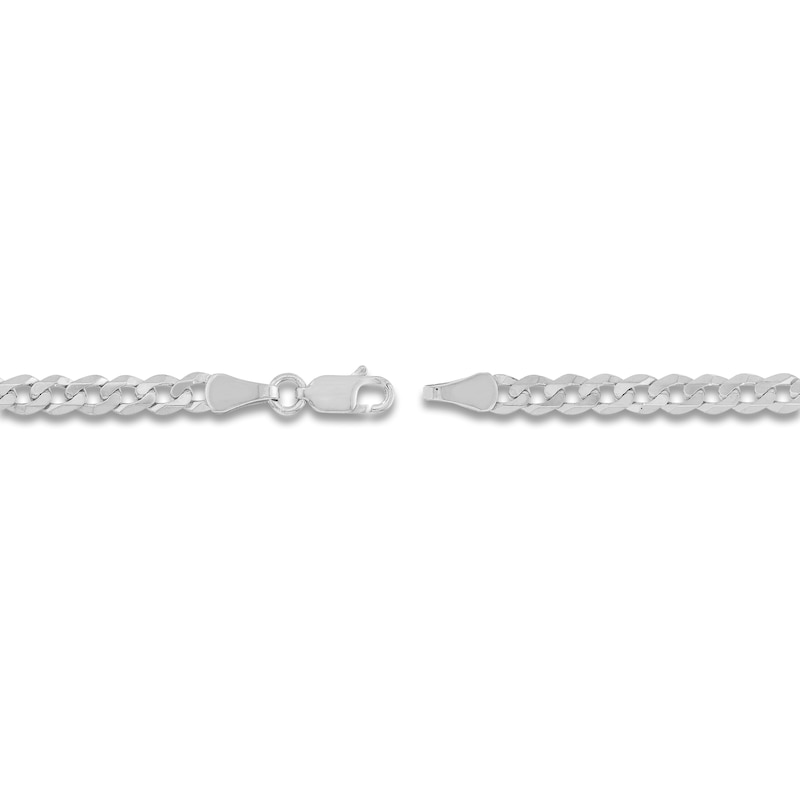 Light Solid Curb Link Necklace 14K White Gold 18" 4.4mm