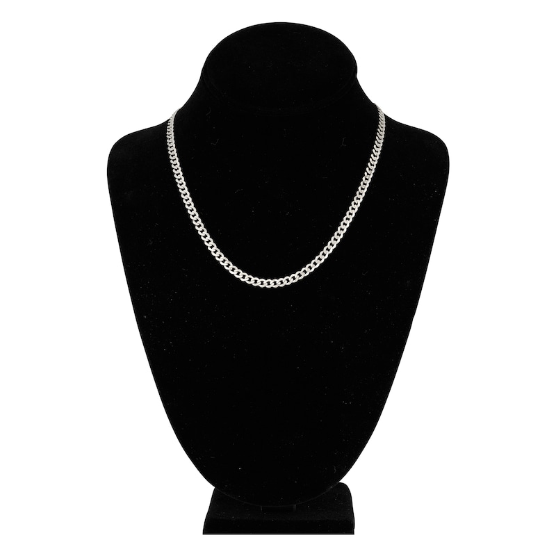 Main Image 4 of Light Solid Curb Link Necklace 14K White Gold 18" 4.4mm