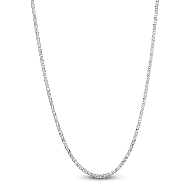 Main Image 1 of Square Solid Wheat Chain Necklace 14K White Gold 24" 1.25mm