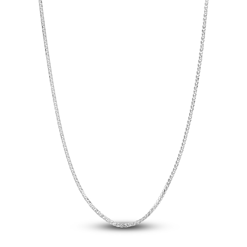 Square Solid Wheat Chain Necklace 14K Gold 18" 1mm