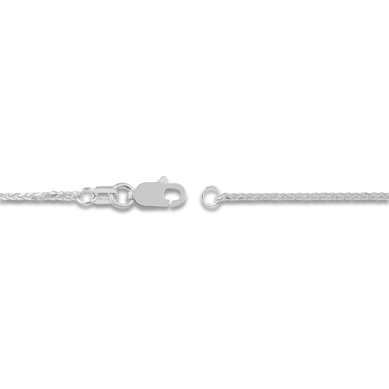 Main Image 3 of Square Solid Wheat Chain Necklace 14K White Gold 18" 1mm