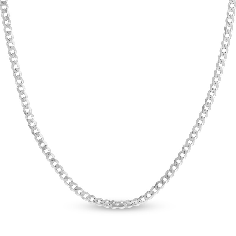 Main Image 1 of Light Solid Curb Link Necklace 14K White Gold 24&quot; 4.4mm