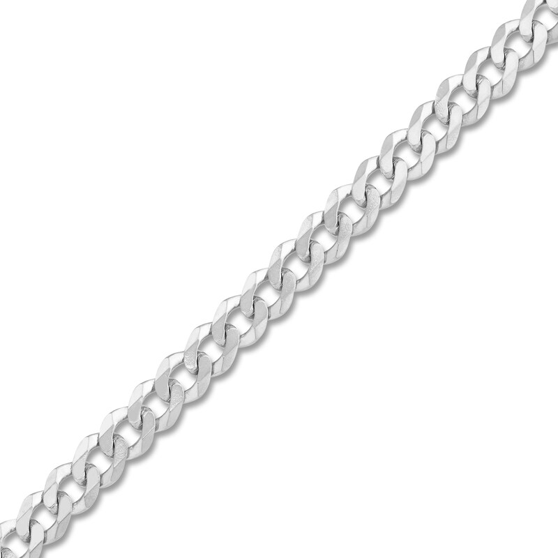 Light Solid Curb Link Necklace 14K White Gold 30" 4.4mm