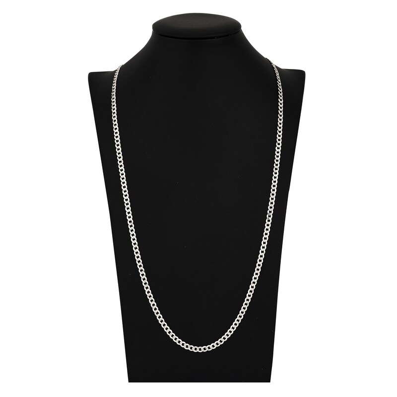 Main Image 4 of Light Solid Curb Link Necklace 14K White Gold 30" 4.4mm