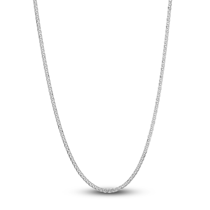 Square Solid Wheat Chain Necklace 14K White Gold 20" 1.25mm