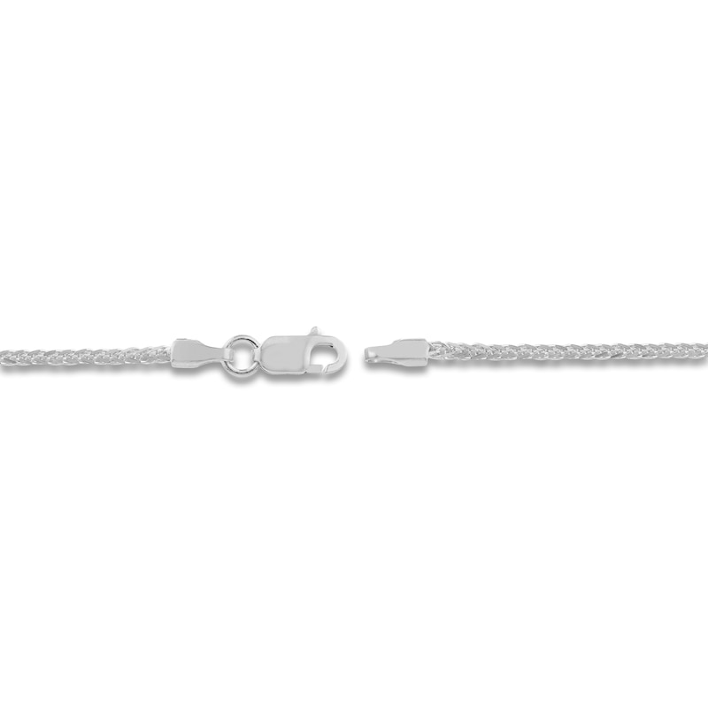 Square Solid Wheat Chain Necklace 14K White Gold 20" 1.25mm