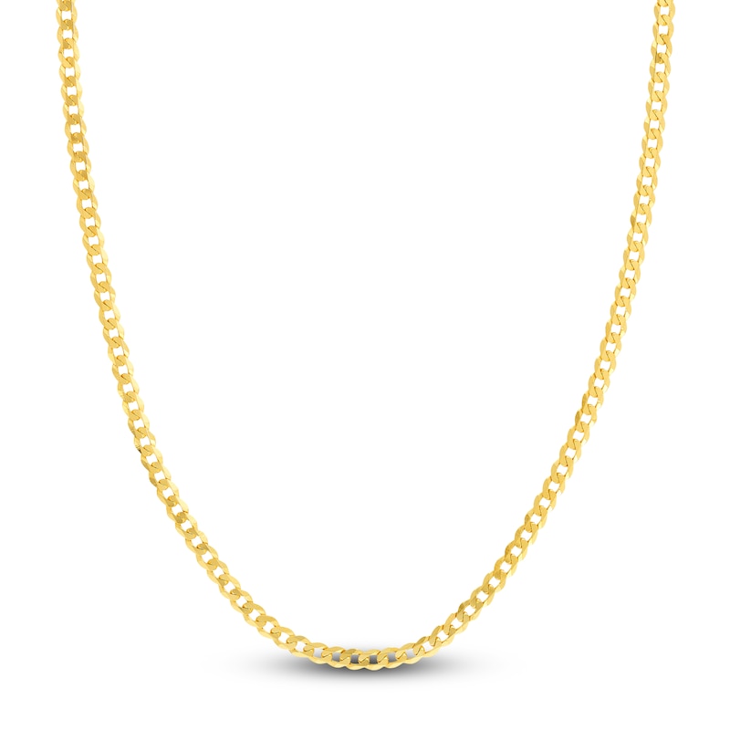 Light Solid Curb Link Necklace 14K Yellow Gold 18" 4.4mm