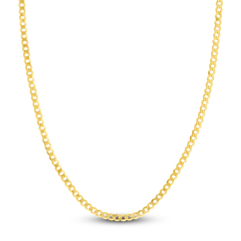 Main Image 1 of Light Solid Curb Link Necklace 14K Yellow Gold 18" 4.4mm