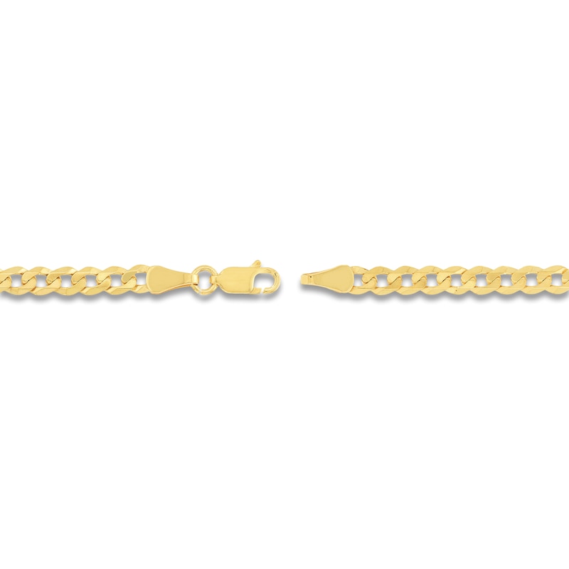 Main Image 3 of Light Solid Curb Link Necklace 14K Yellow Gold 18" 4.4mm
