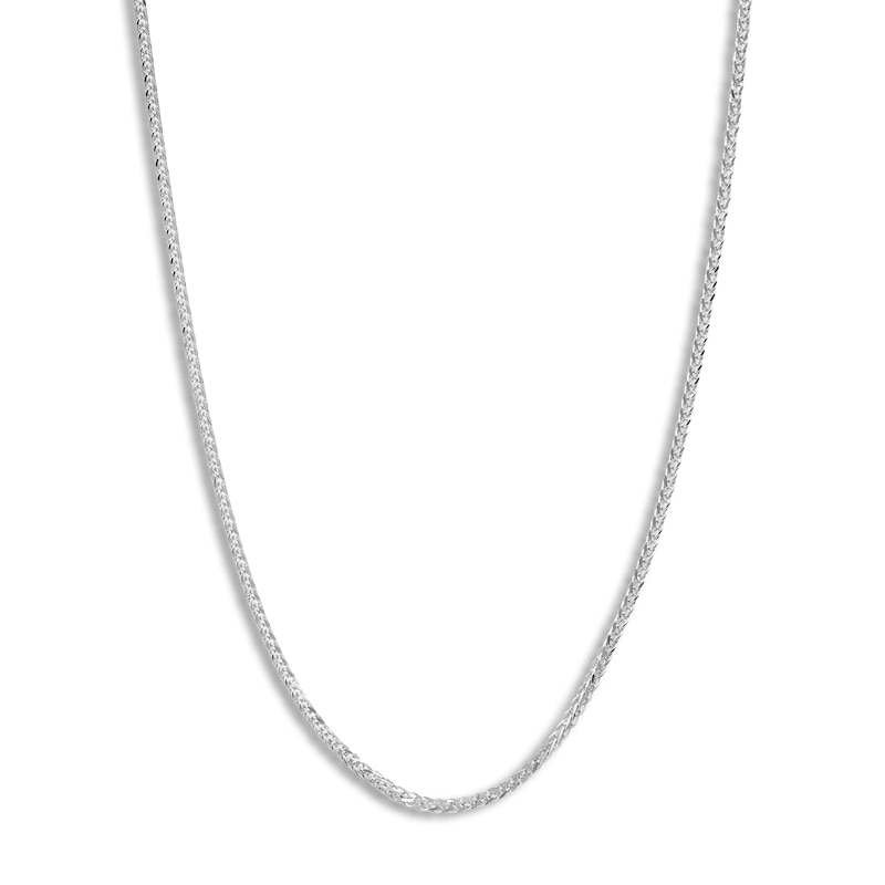 Main Image 1 of Square Solid Wheat Chain Necklace 14K White Gold 16" 1mm