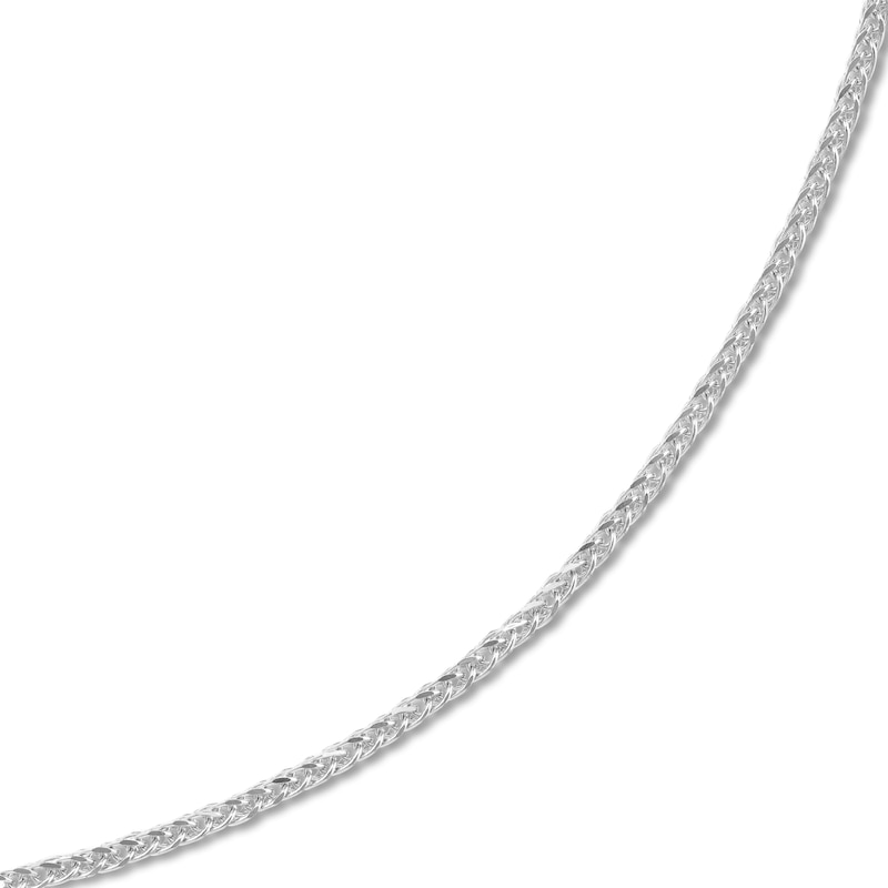Main Image 2 of Square Solid Wheat Chain Necklace 14K White Gold 16" 1mm