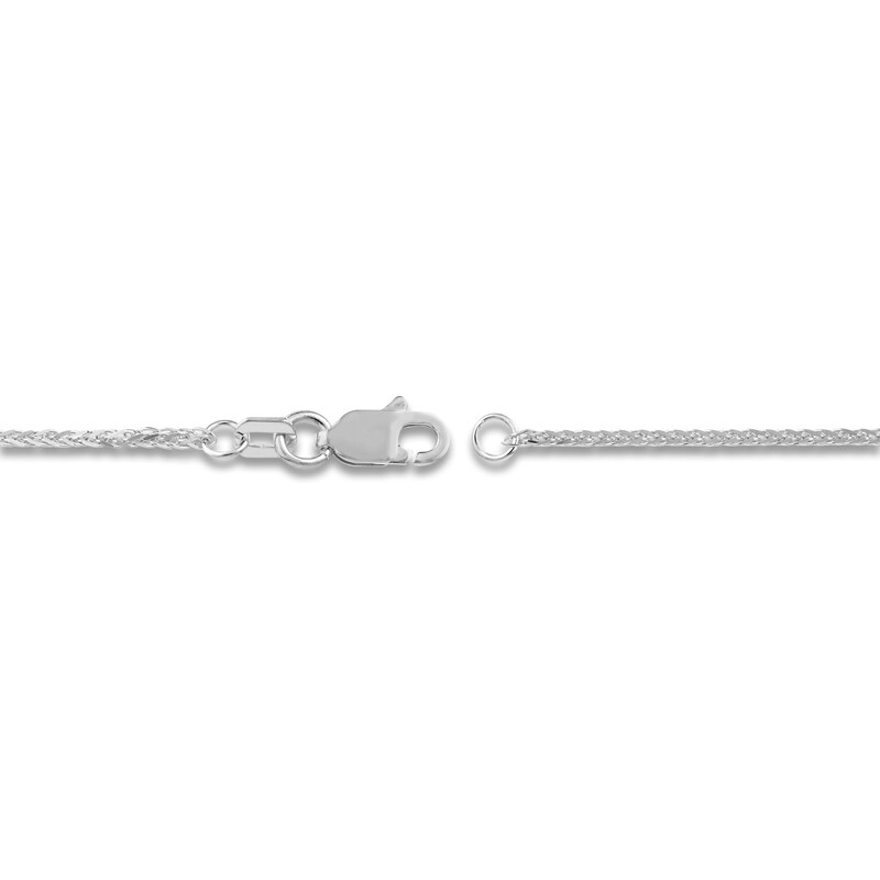 Main Image 3 of Square Solid Wheat Chain Necklace 14K White Gold 16" 1mm