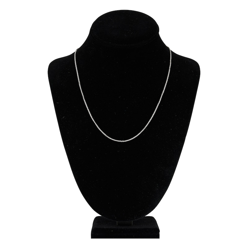 Main Image 4 of Square Solid Wheat Chain Necklace 14K White Gold 20" 1mm