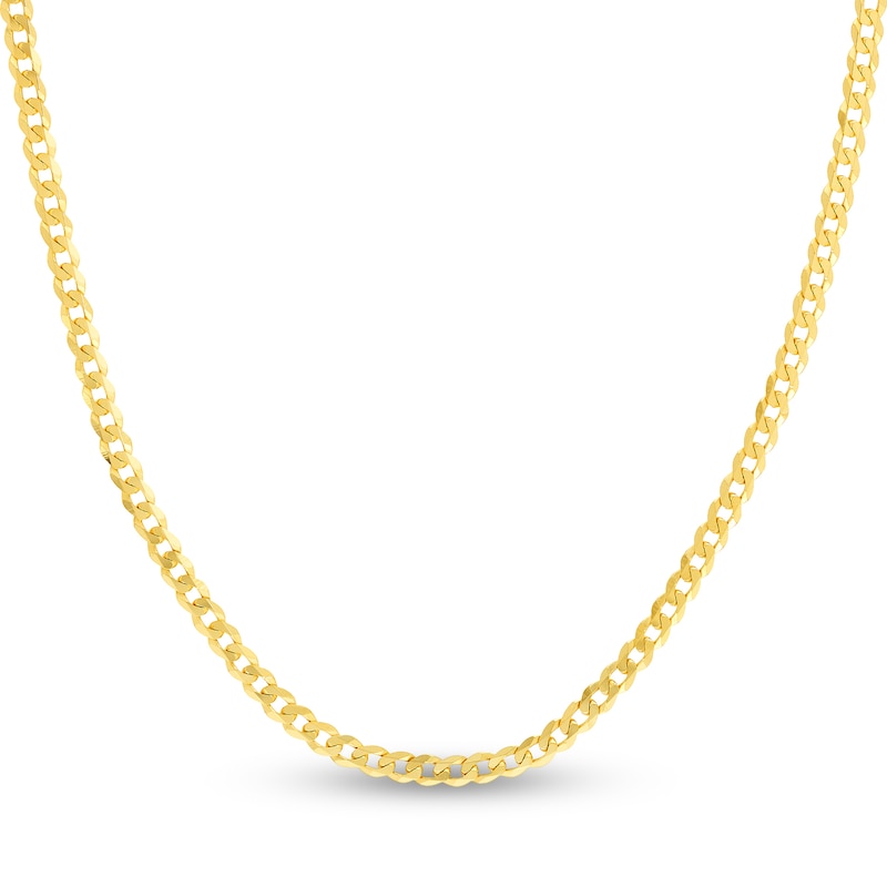 Light Solid Curb Link Necklace 14K Yellow Gold 22" 4.4mm